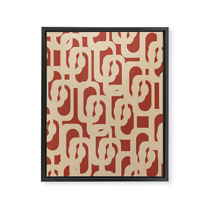 Mid Century Modern Loop Pattern in Deep Clay and Beige Framed Canvas Print Gallery Image 1