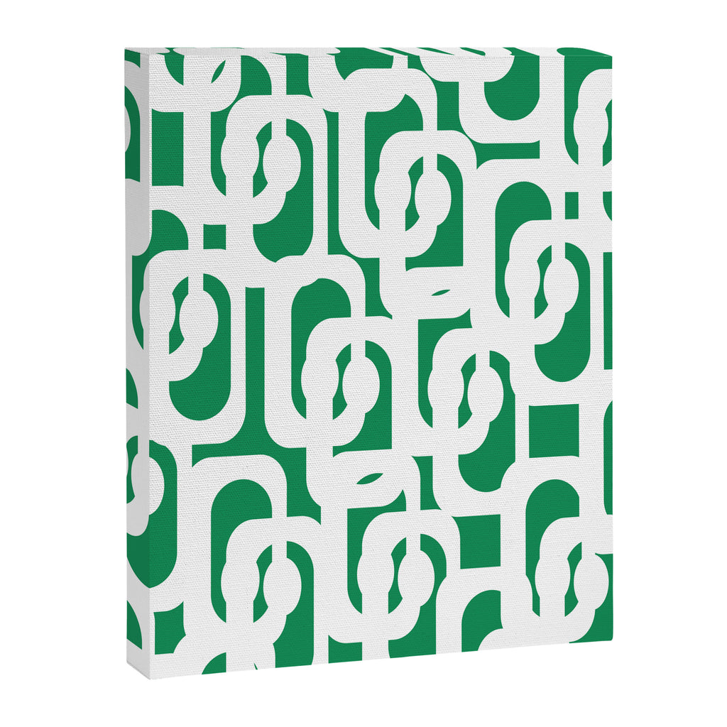 Mid Century Modern Loop Pattern in Kelly Green and White Canvas Print Gallery Image 8