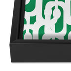 Mid Century Modern Loop Pattern in Kelly Green and White Framed Canvas Print Gallery Image 3