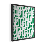 Mid Century Modern Loop Pattern in Kelly Green and White Framed Canvas Print Gallery Image 2
