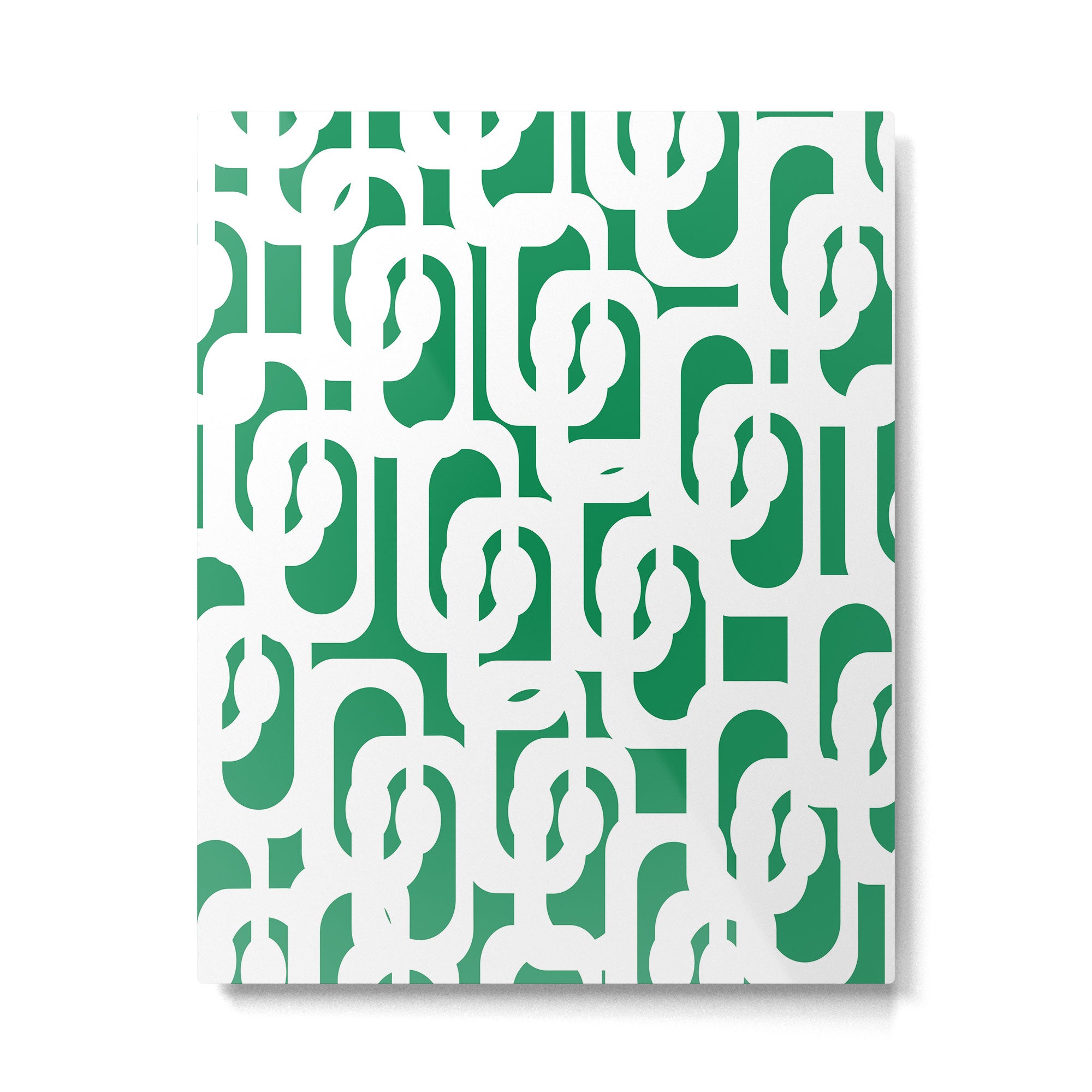 Mid Century Modern Loop Pattern in Kelly Green and White Metal Print Gallery Image 6