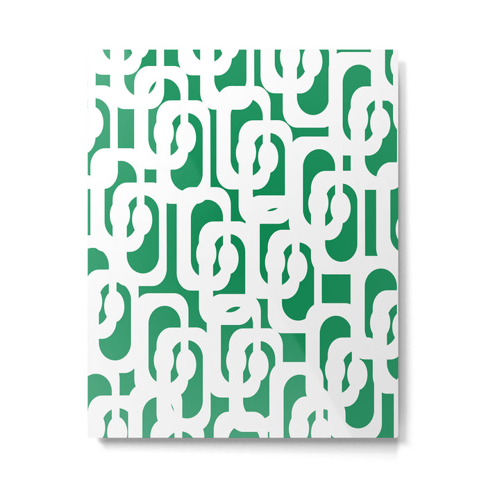 Mid Century Modern Loop Pattern in Kelly Green and White Metal Print Gallery Image 1
