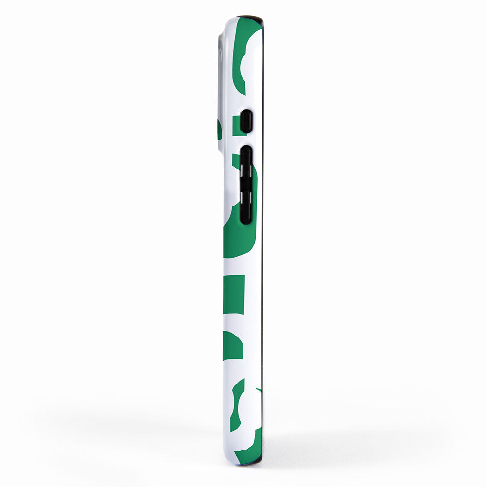 Mid Century Modern Loop Pattern in Kelly Green and White iPhone Case Gallery Image 2