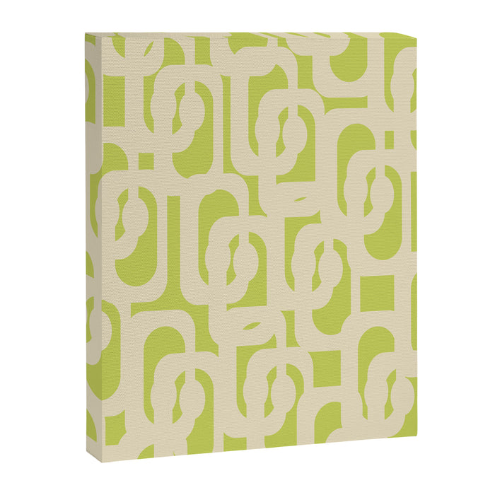 Mid Century Modern Loop Pattern in Light Lime Linden Green and Cream Beige Canvas Print Gallery Image 1