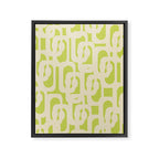 Mid Century Modern Loop Pattern in Light Lime Linden Green and Cream Beige Framed Canvas Print Gallery Image 8