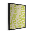 Mid Century Modern Loop Pattern in Light Lime Linden Green and Cream Beige Framed Canvas Print Gallery Image 2