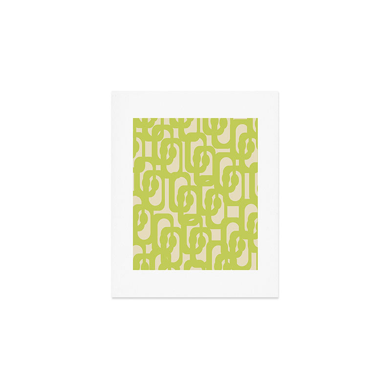 Mid Century Modern Loop Pattern in Light Lime Linden Green Art Print Gallery Image 1