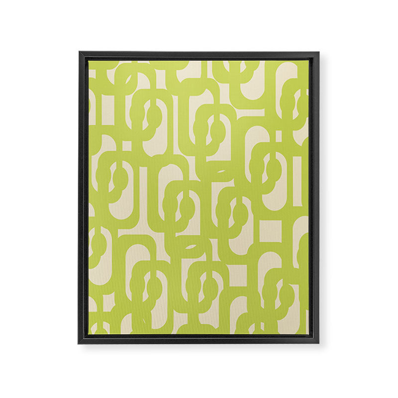 Mid Century Modern Loop Pattern in Light Lime Linden Green Framed Canvas Print Gallery Image 8