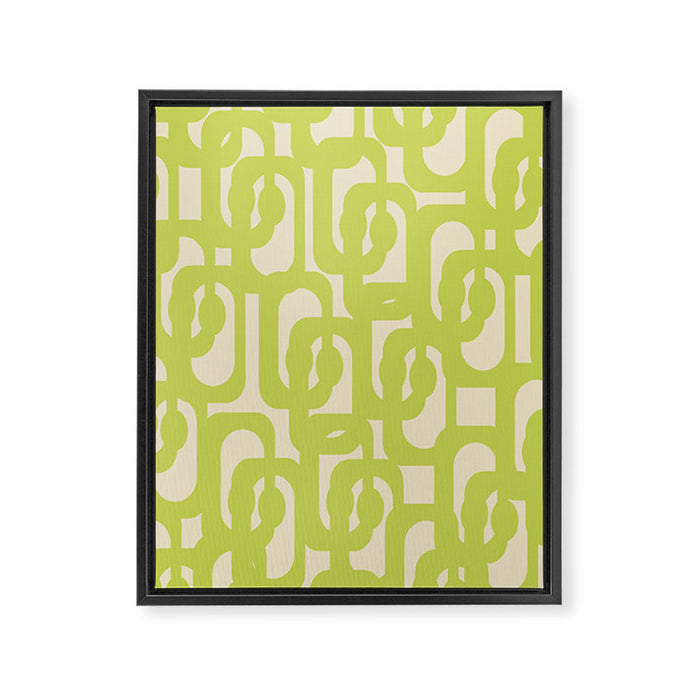 Mid Century Modern Loop Pattern in Light Lime Linden Green Framed Canvas Print Gallery Image 1