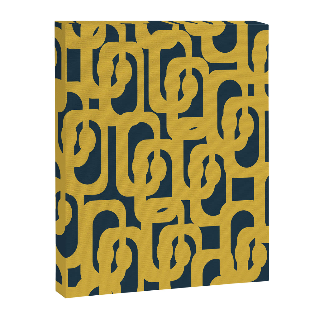Mid Century Modern Loop Pattern in Light Mustard Yellow and Navy Blue Canvas Print Gallery Image 8