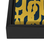 Mid Century Modern Loop Pattern in Light Mustard Yellow and Navy Blue Framed Canvas Print Gallery Image 3