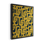 Mid Century Modern Loop Pattern in Light Mustard Yellow and Navy Blue Framed Canvas Print Gallery Image 2