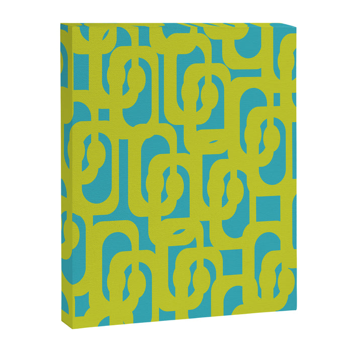 Mid Century Modern Loop Pattern in Lime Green and Turquoise Canvas Print Gallery Image 1