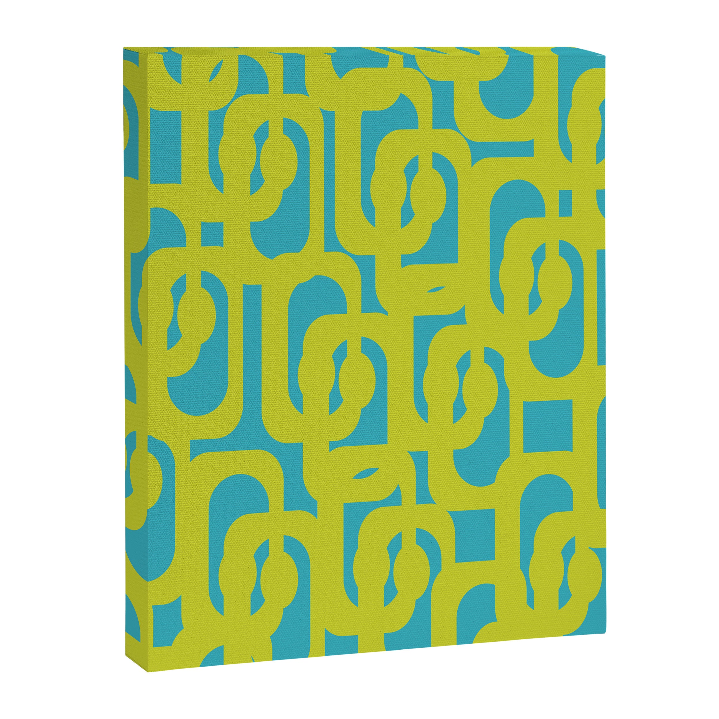 Mid Century Modern Loop Pattern in Lime Green and Turquoise Canvas Print Gallery Image 8