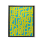 Mid Century Modern Loop Pattern in Lime Green and Turquoise Framed Canvas Print Gallery Image 8