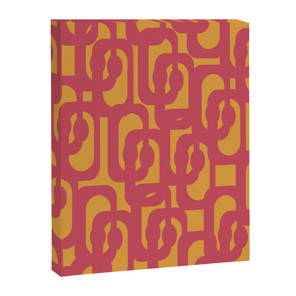 Mid Century Modern Loop Pattern in Magenta and Mustard Canvas Print Gallery Image 8