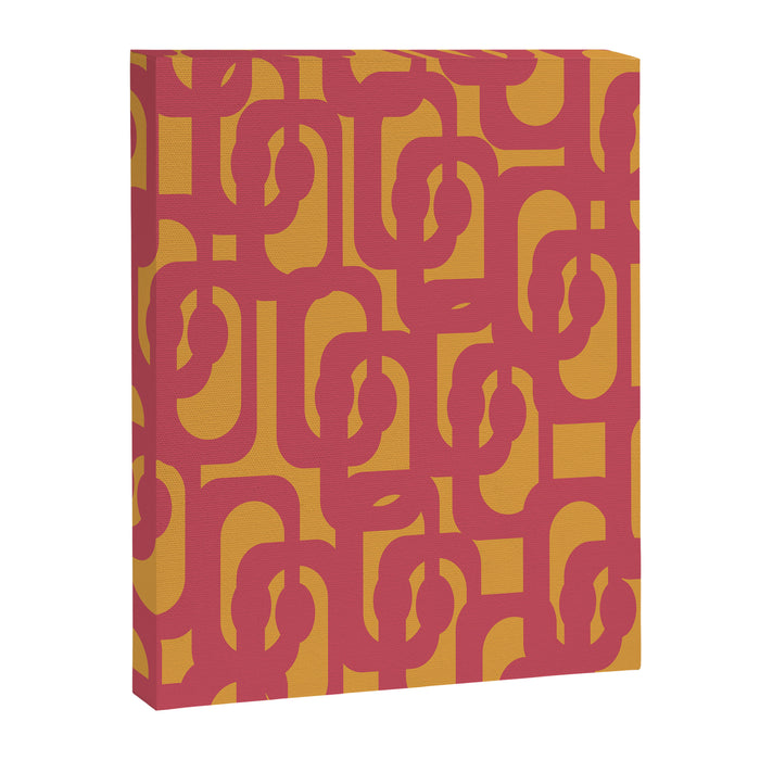 Mid Century Modern Loop Pattern in Magenta and Mustard Canvas Print Gallery Image 1