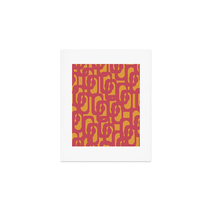 Mid Century Modern Loop Pattern in Magenta and Mustard Art Print Gallery Image 1
