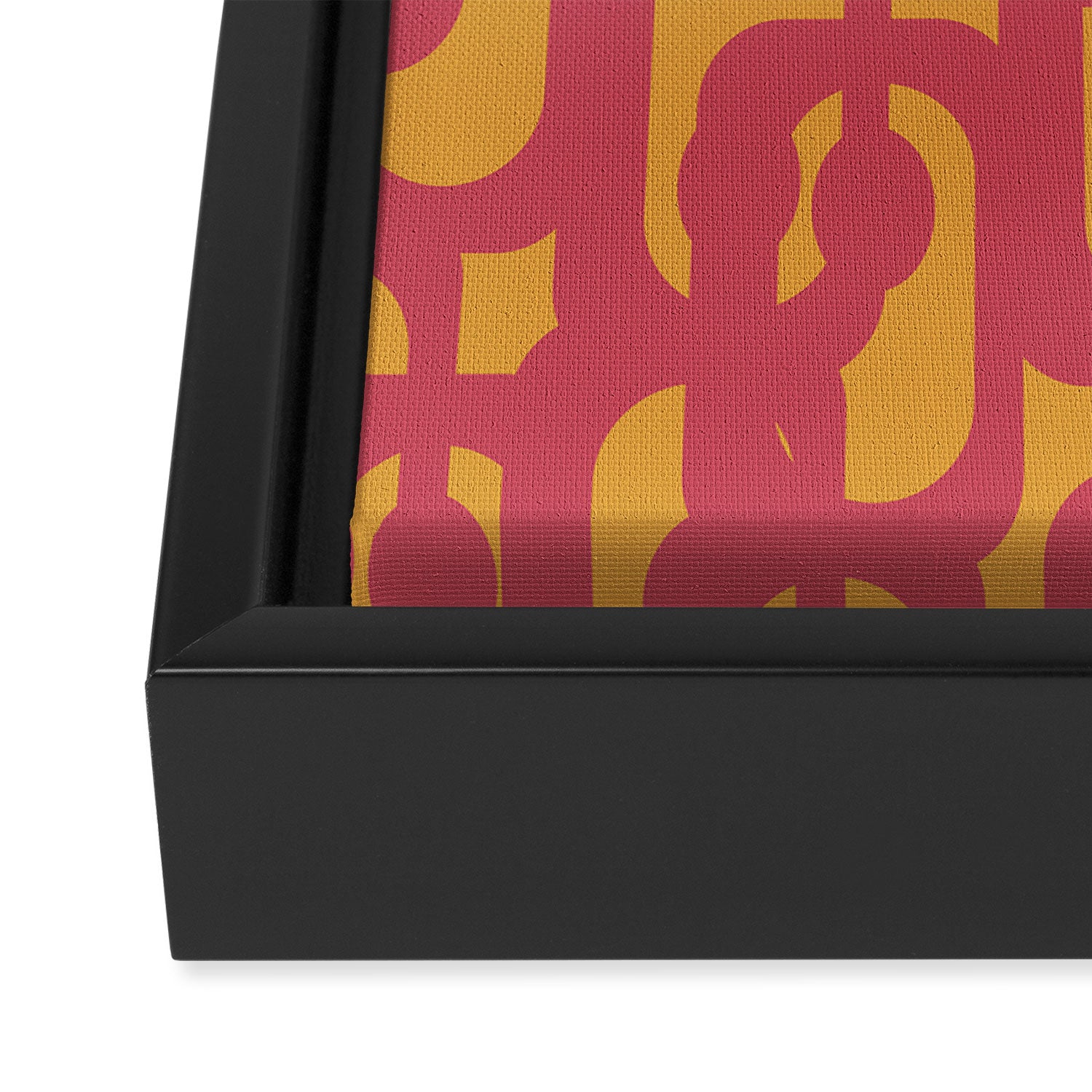 Mid Century Modern Loop Pattern in Magenta and Mustard Framed Canvas Print Gallery Image 3
