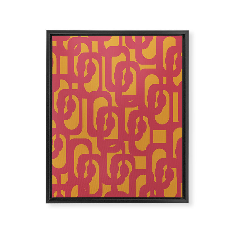 Mid Century Modern Loop Pattern in Magenta and Mustard Framed Canvas Print Gallery Image 8