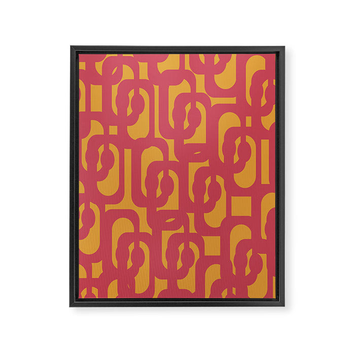 Mid Century Modern Loop Pattern in Magenta and Mustard Framed Canvas Print Gallery Image 1