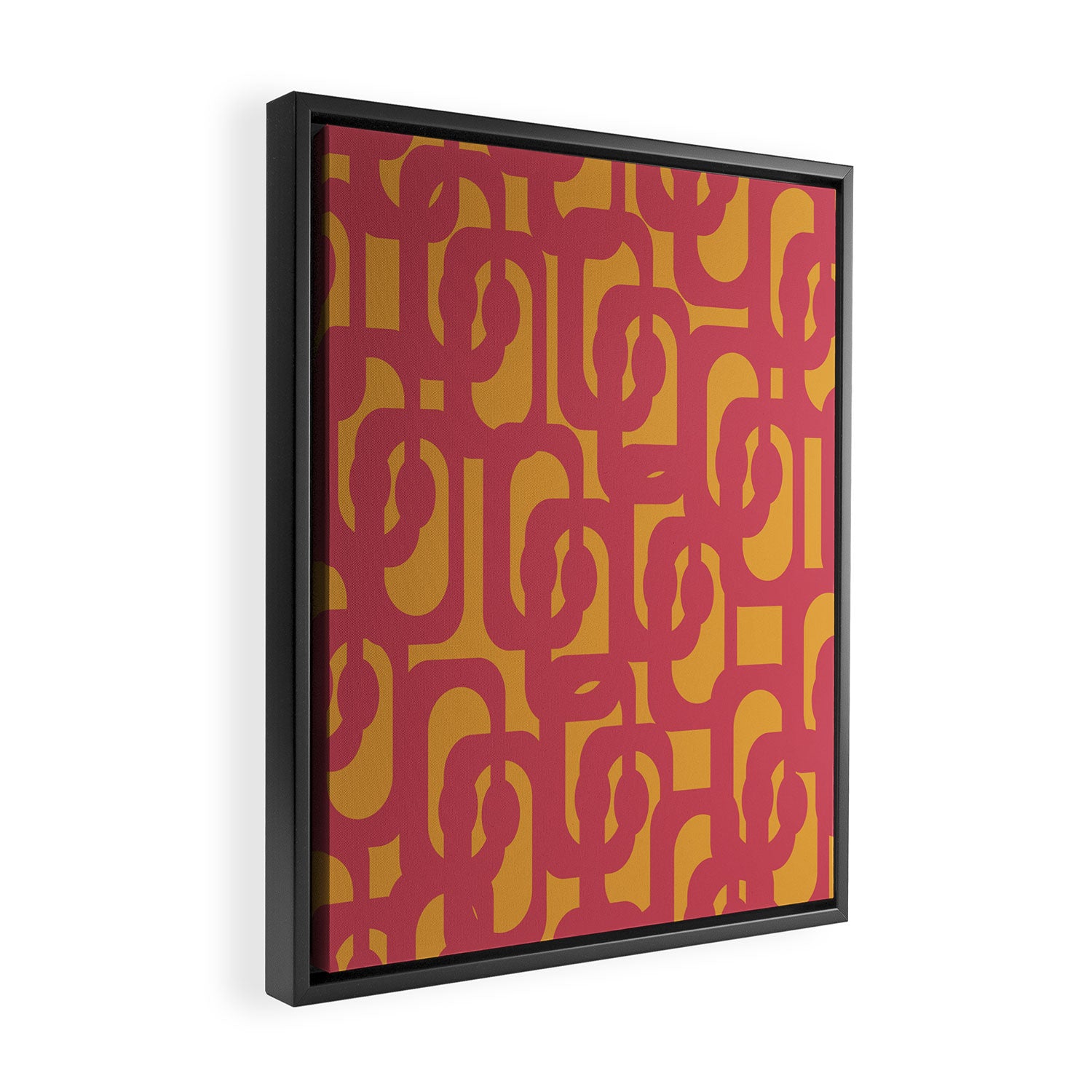 Mid Century Modern Loop Pattern in Magenta and Mustard Framed Canvas Print Gallery Image 2