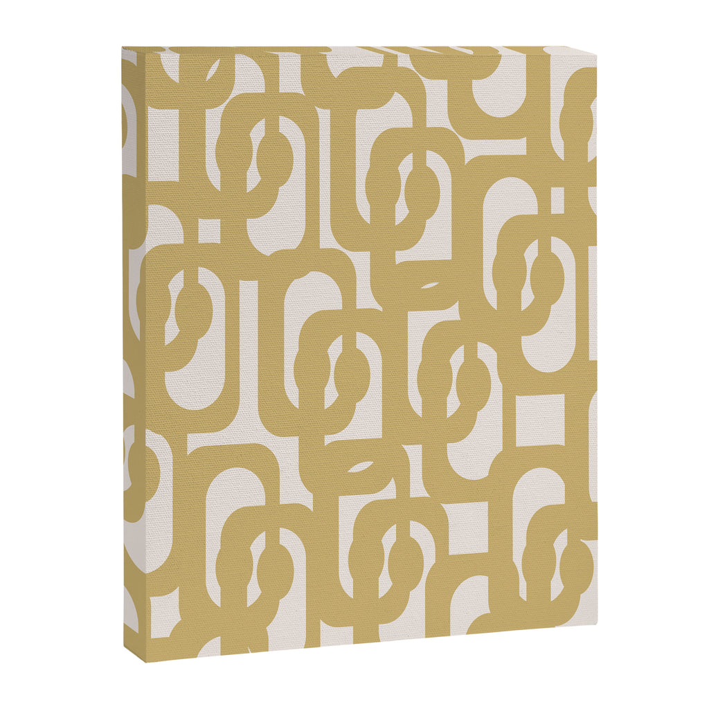Mid Century Modern Loop Pattern in Muted Dijon Gold and Cream Canvas Print Gallery Image 8