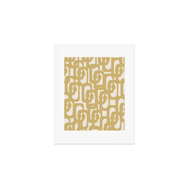 Mid Century Modern Loop Pattern in Muted Dijon Gold and Cream Art Print Gallery Image 1