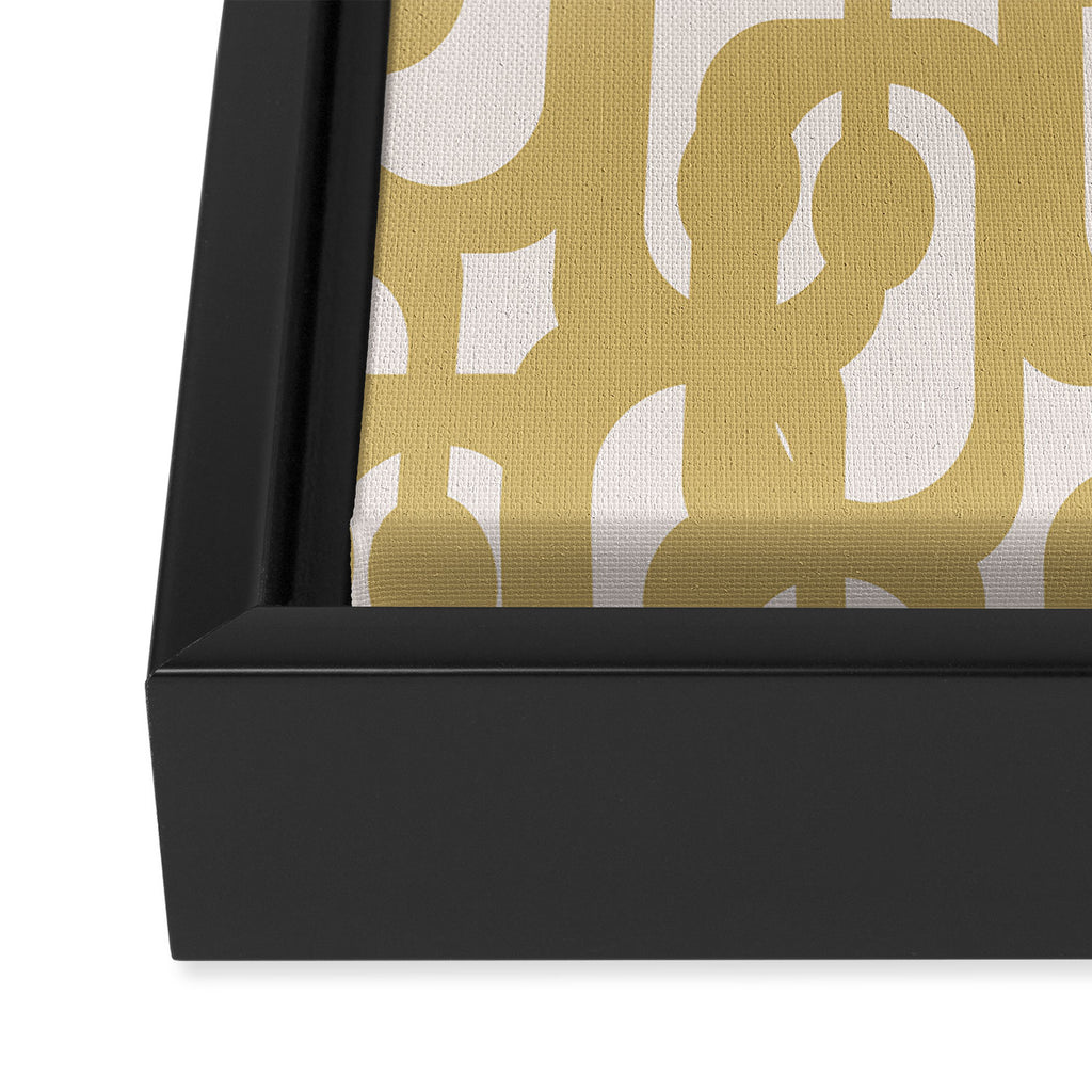 Mid Century Modern Loop Pattern in Muted Dijon Gold and Cream Framed Canvas Print Gallery Image 3