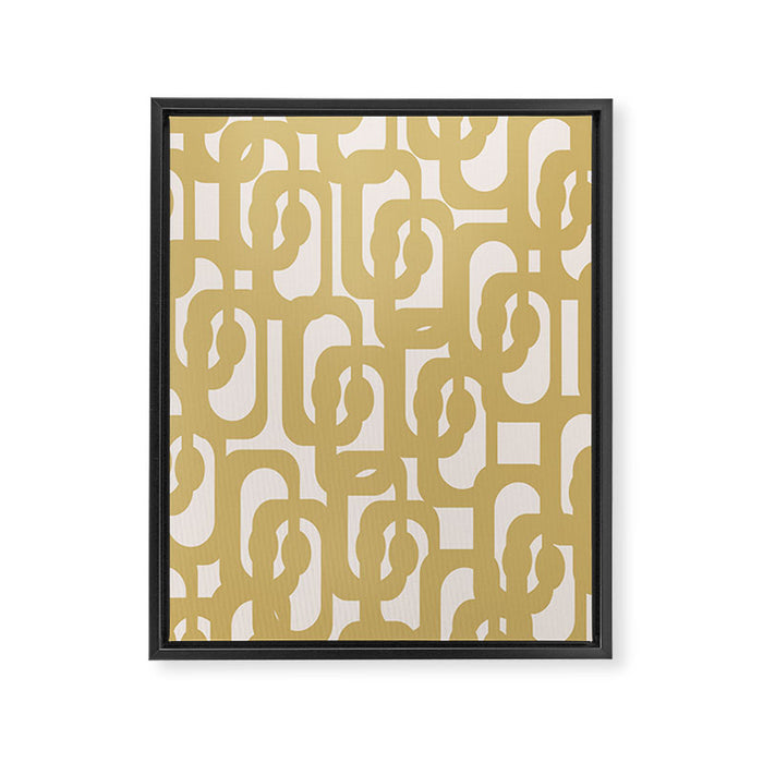 Mid Century Modern Loop Pattern in Muted Dijon Gold and Cream Framed Canvas Print Gallery Image 1