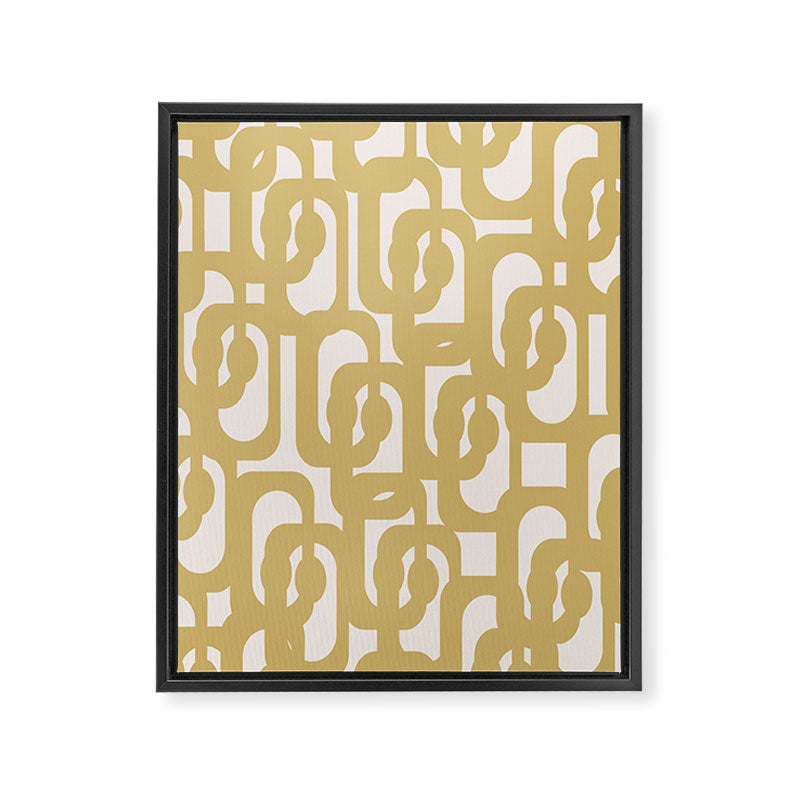 Mid Century Modern Loop Pattern in Muted Dijon Gold and Cream Framed Canvas Print Gallery Image 8