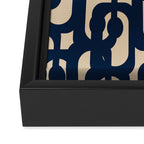 Mid Century Modern Loop Pattern in Navy Blue and Beige Framed Canvas Print Gallery Image 3