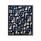 Mid Century Modern Loop Pattern in Navy Blue and Beige Framed Canvas Print Gallery Image 8