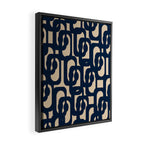 Mid Century Modern Loop Pattern in Navy Blue and Beige Framed Canvas Print Gallery Image 2