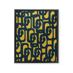 Mid Century Modern Loop Pattern in Navy Blue and Light Mustard Yellow Framed Canvas Print Gallery Image 8