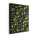 Mid Century Modern Loop Pattern in Navy Blue and Light Mustard Yellow Framed Canvas Print Gallery Image 2