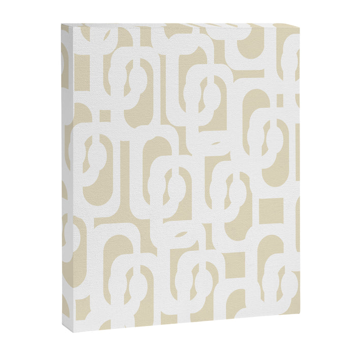 Mid Century Modern Loop Pattern in Neutral Beige and White Canvas Print Gallery Image 1