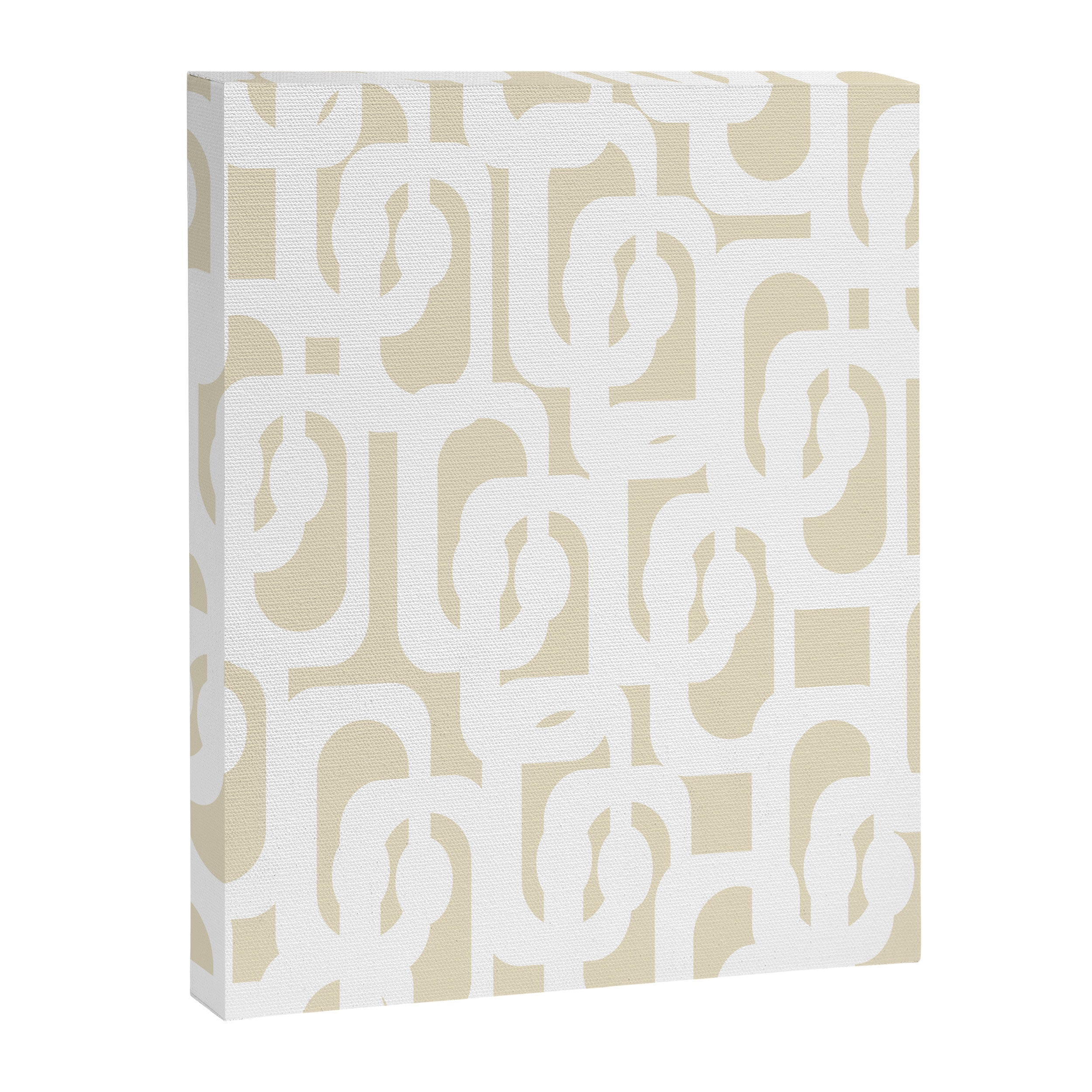 Mid Century Modern Loop Pattern in Neutral Beige and White Canvas Print Gallery Image 8