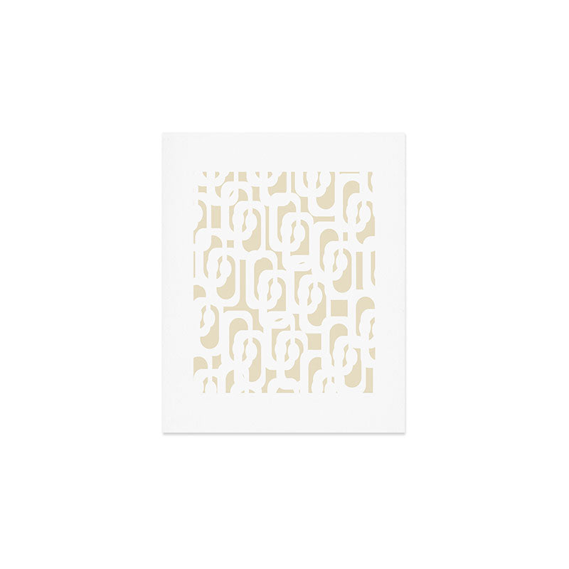 Mid Century Modern Loop Pattern in Neutral Beige and White Art Print Gallery Image 1