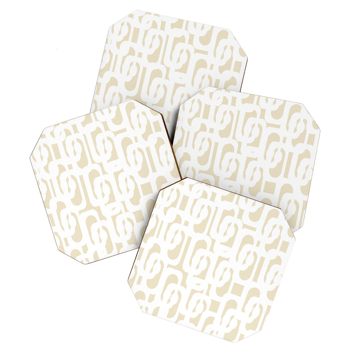 Mid Century Modern Loop Pattern in Neutral Beige and White Coaster Gallery Image 1