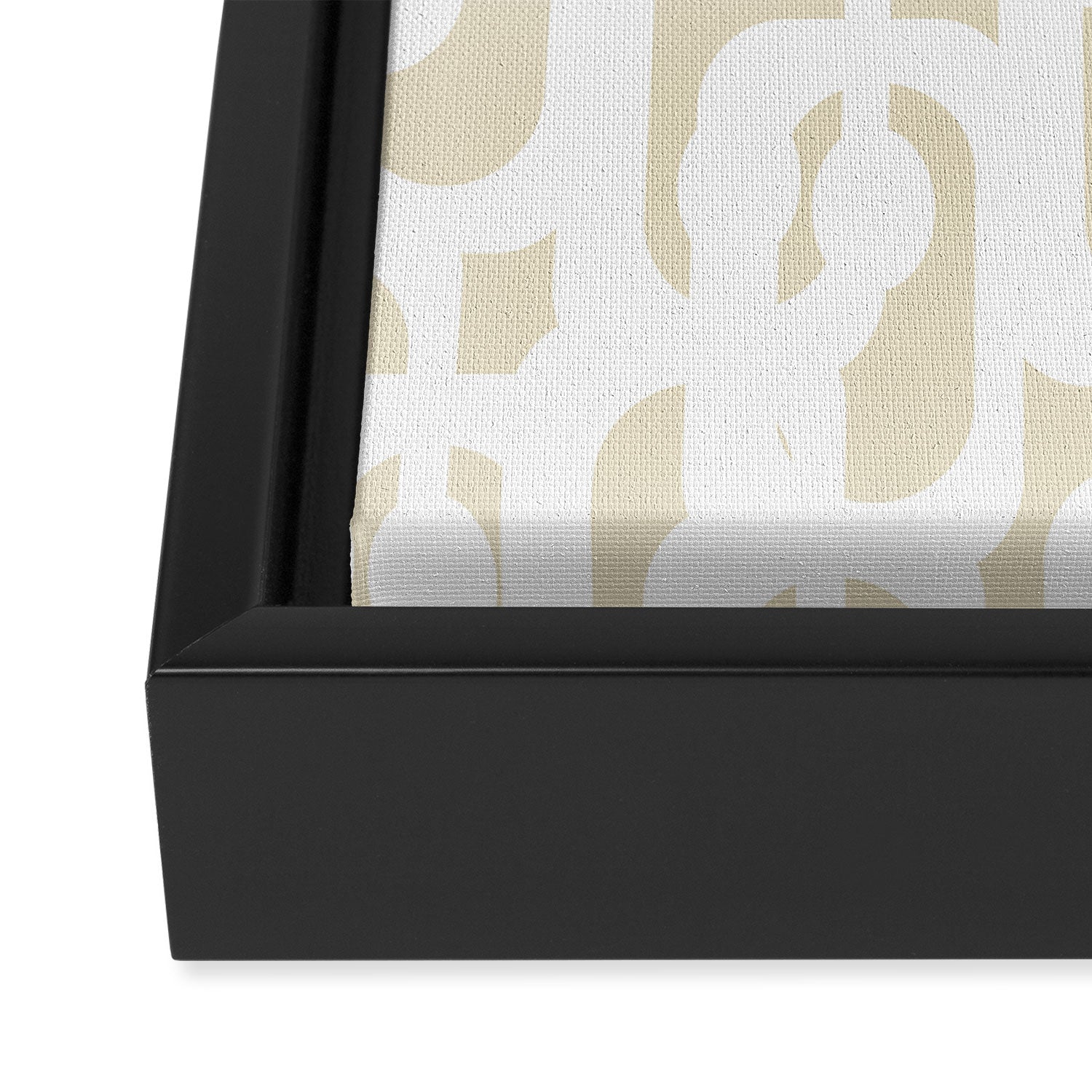Mid Century Modern Loop Pattern in Neutral Beige and White Framed Canvas Print Gallery Image 3
