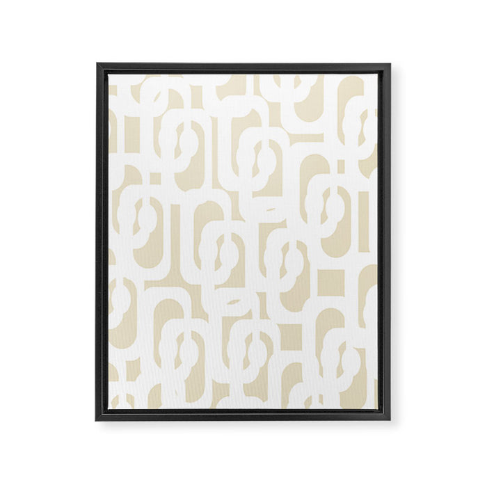 Mid Century Modern Loop Pattern in Neutral Beige and White Framed Canvas Print Gallery Image 1