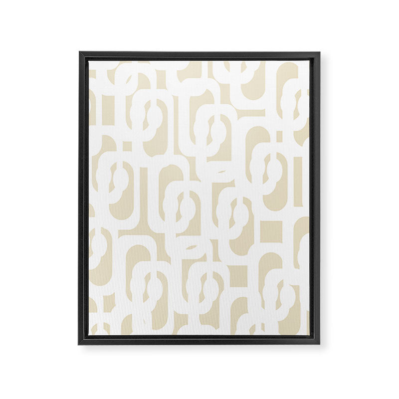 Mid Century Modern Loop Pattern in Neutral Beige and White Framed Canvas Print Gallery Image 8