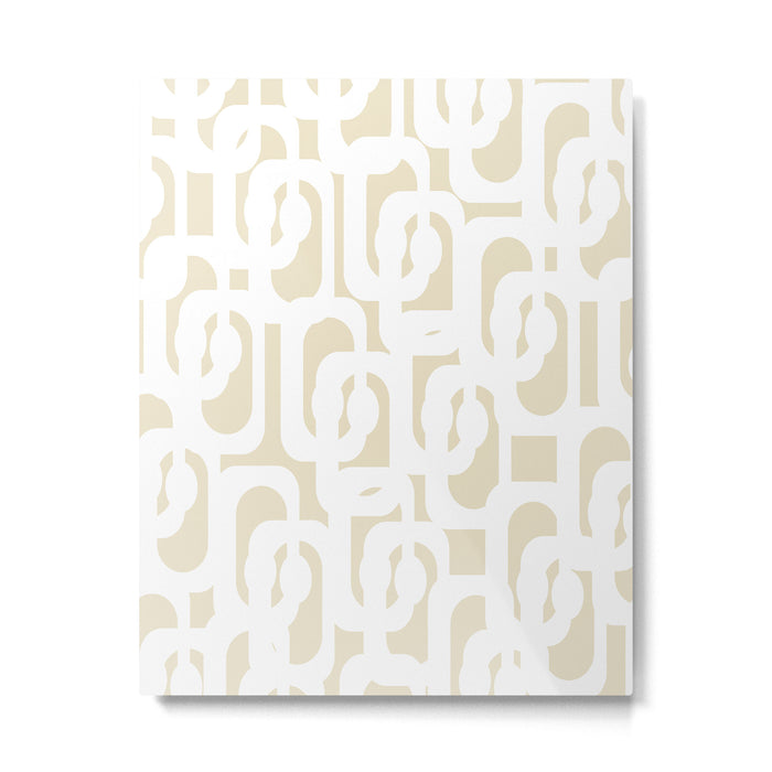 Mid Century Modern Loop Pattern in Neutral Beige and White Metal Print Gallery Image 1