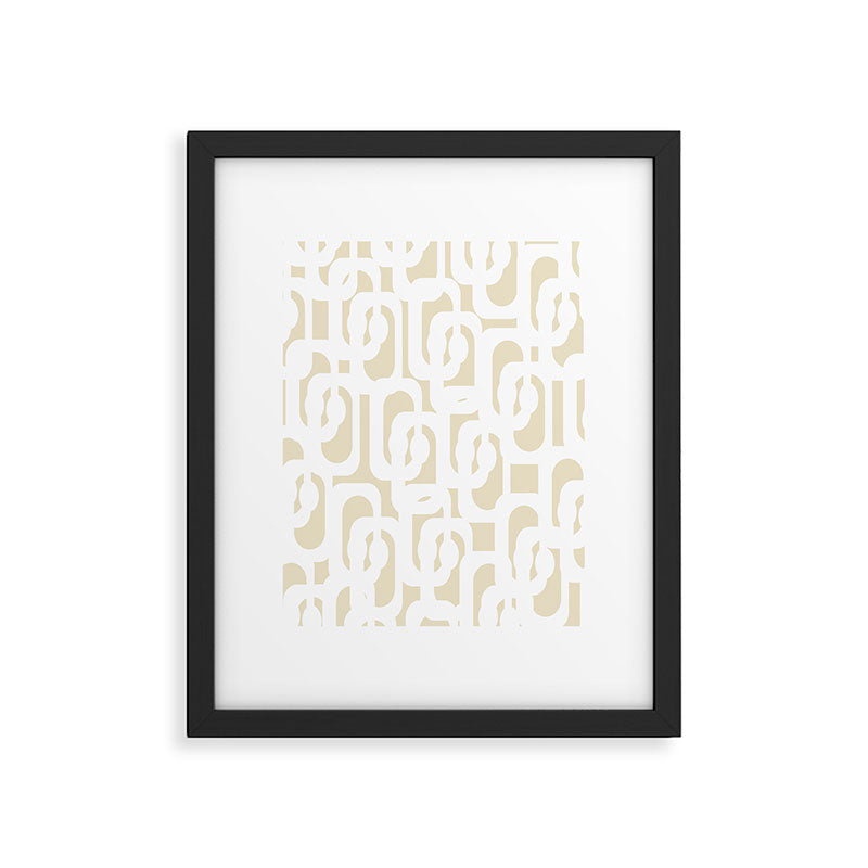Mid Century Modern Loop Pattern in Neutral Beige and White Framed Art Print Gallery Image 6