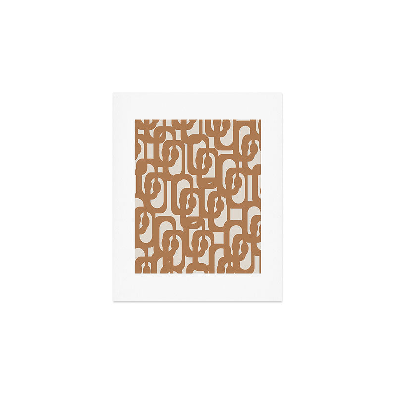 Mid Century Modern Loop Pattern in Neutral Light Brown Art Print Gallery Image 1