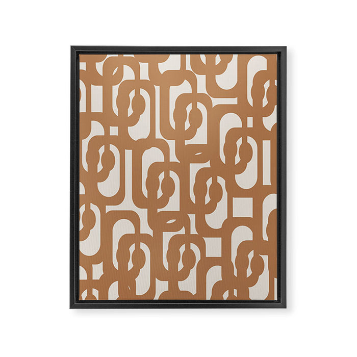Mid Century Modern Loop Pattern in Neutral Light Brown Framed Canvas Print Gallery Image 1