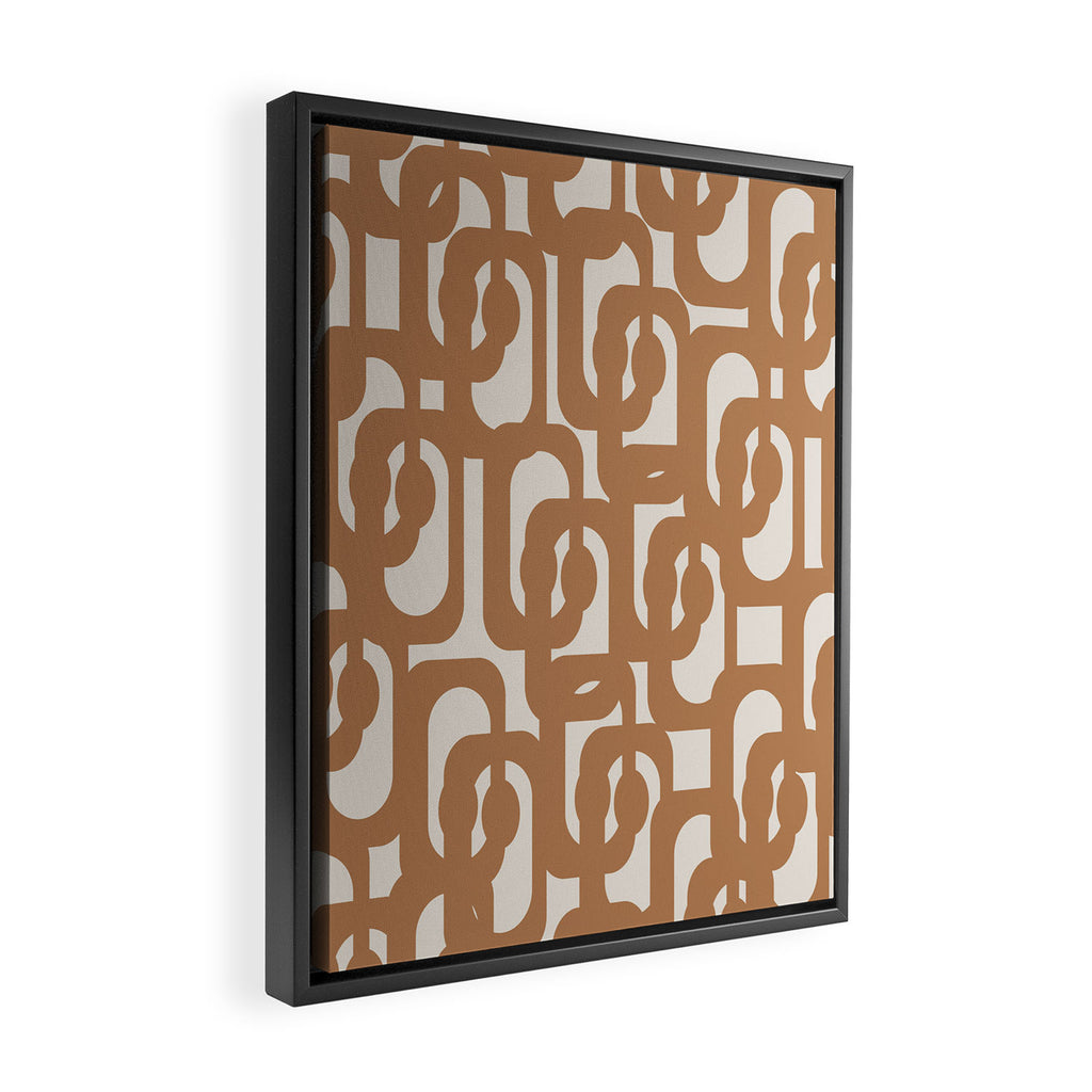 Mid Century Modern Loop Pattern in Neutral Light Brown Framed Canvas Print Gallery Image 2