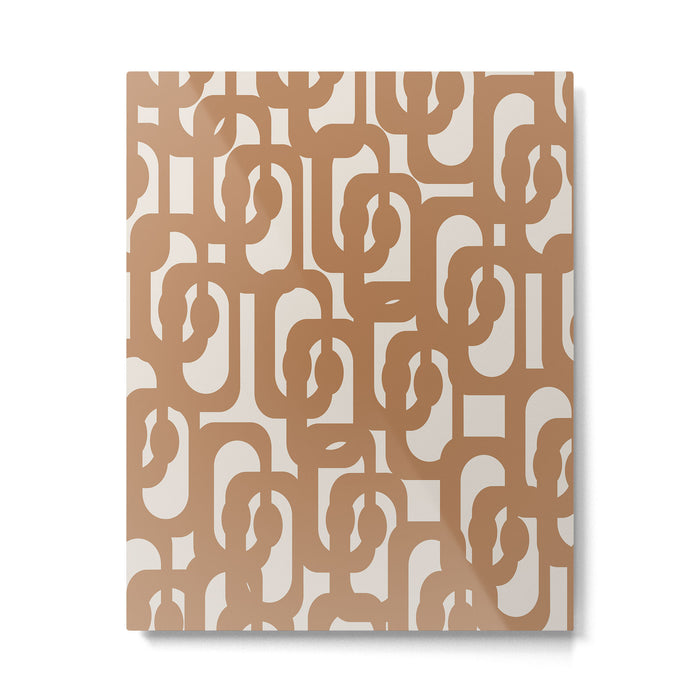 Mid Century Modern Loop Pattern in Neutral Light Brown Metal Print Gallery Image 1