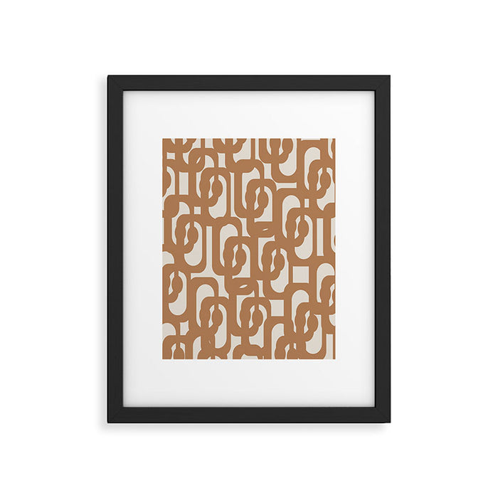 Mid Century Modern Loop Pattern in Neutral Light Brown Framed Art Print Gallery Image 1